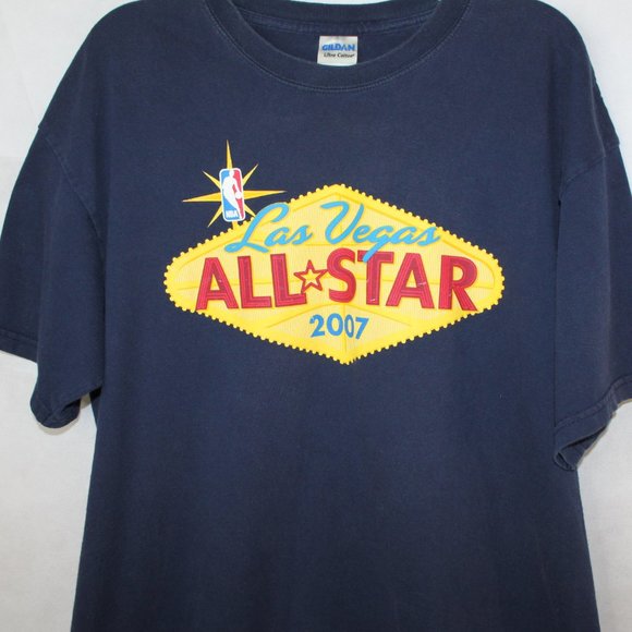 NBA BASKETBALL 2007 LAS VEGAS ALL-STAR TSHIRT SZ XL GILDAN NAVY/YELLOW COTTON - Picture 5 of 12